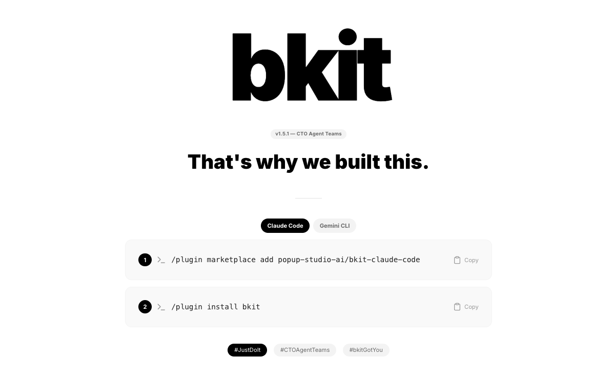 bkit wordmark with the tagline '하면 돼' — a Claude Code plugin that encodes PDCA methodology, 39 Skills, 36 Agents, 21 hook events, and 2 MCP servers.